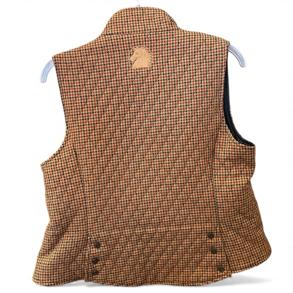 LEONY Women's Tan Houndstooth Sleeveless Vest. Size Medium - Picture 2 of 11